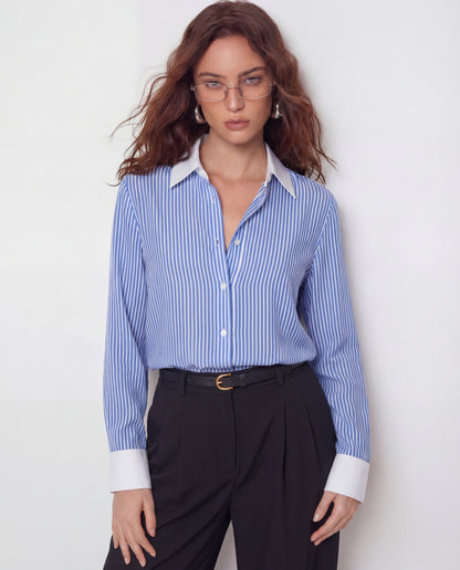 Color Block Pinstripes Shirt