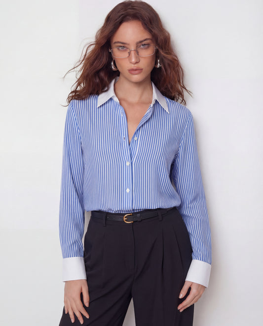 Color Block Pinstripes Shirt