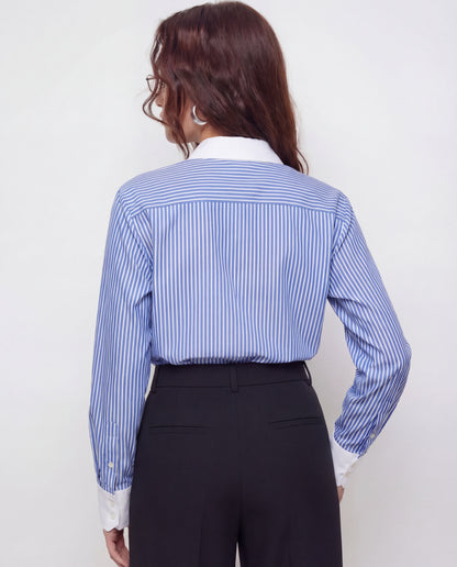Color Block Pinstripes Shirt