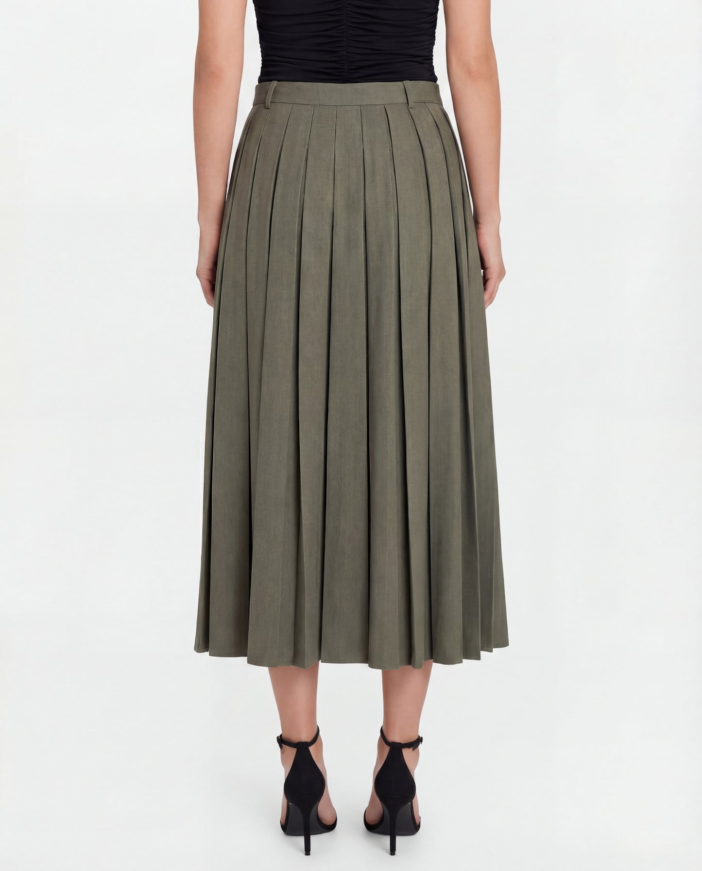 Vintage Pleated Slit Skirt