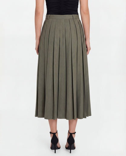 Vintage Pleated Slit Skirt