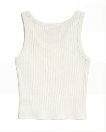 Cherry Core Beaded Rib Tank - White