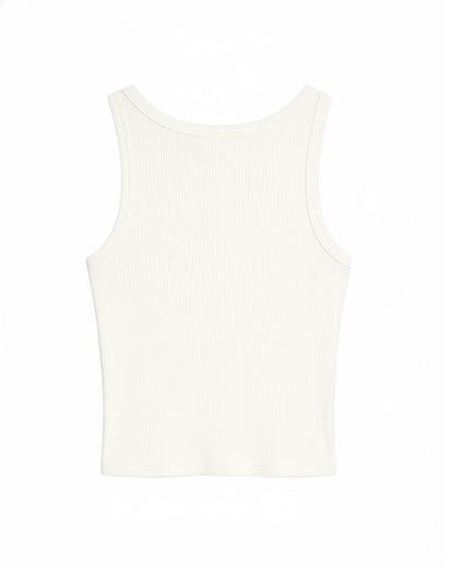 Limoncello Beaded Rib Tank - White