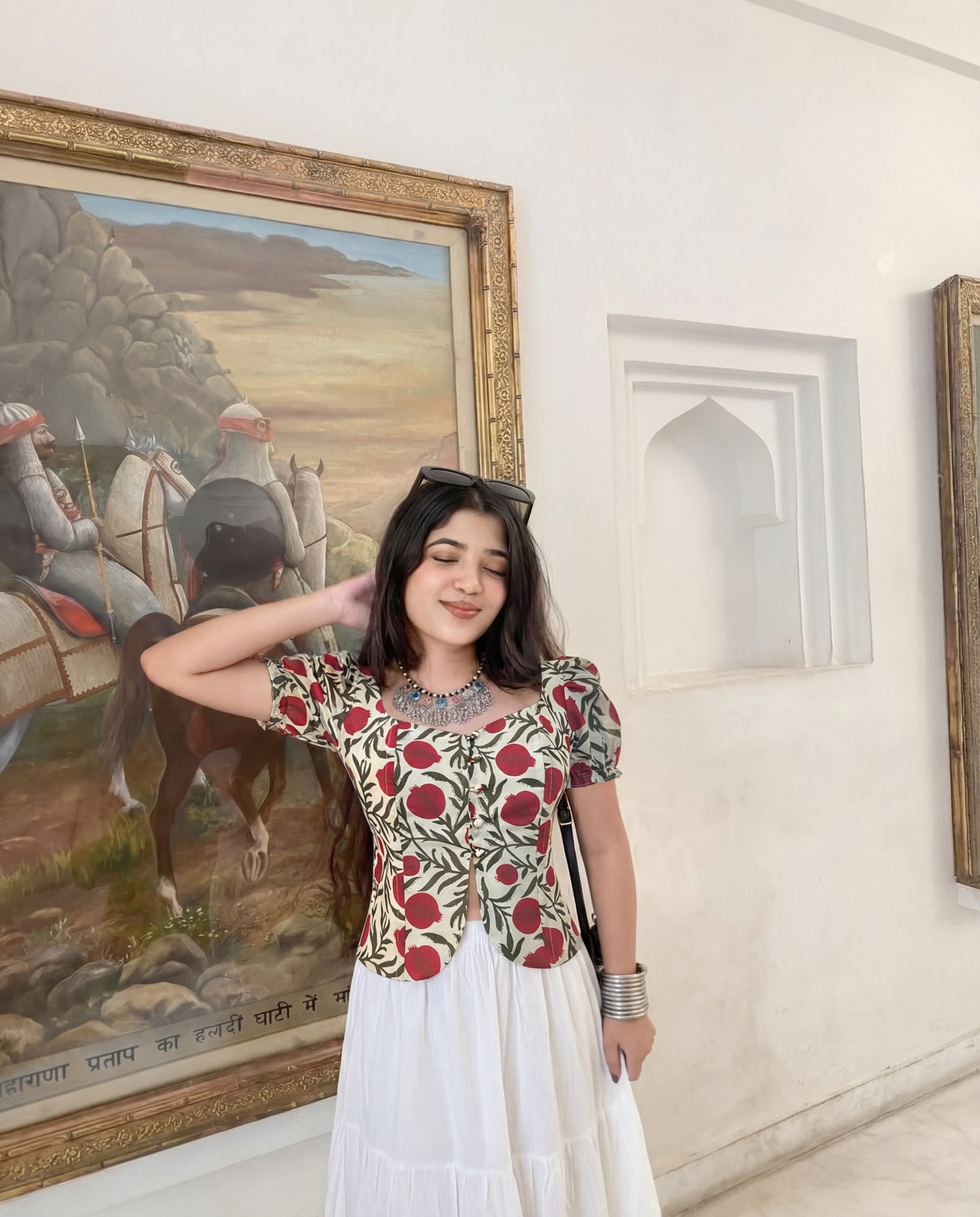 Puff Sleeve Button Down Floral Top - Ivory