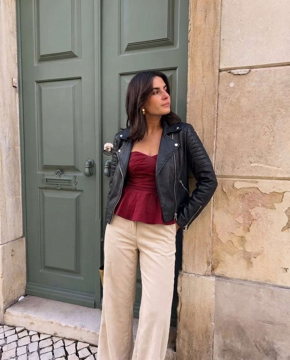 Burgundy Bandeau Peplum Top