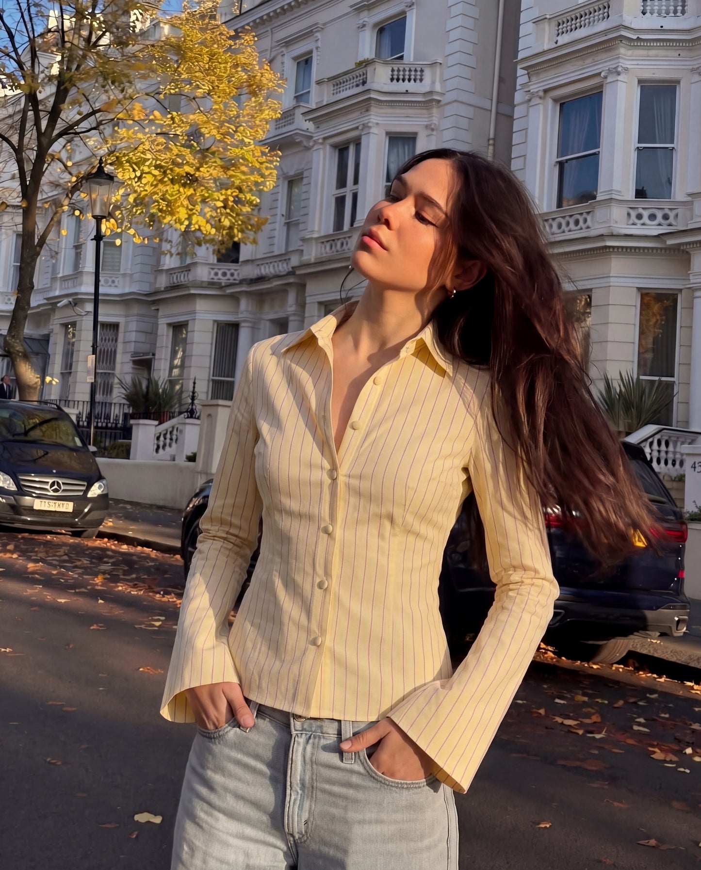 topwear,shirts,casual, semi-formal,minimal, streetwear,summer,woven,polycotton,light yellow,stripes,,slim fit,regular,curved hem,collared,flared sleeves,long sleeves	25040009GG, OY1021