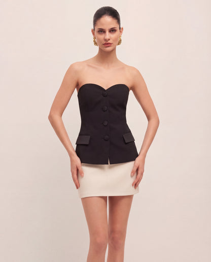 Carved Black Bandeau Top