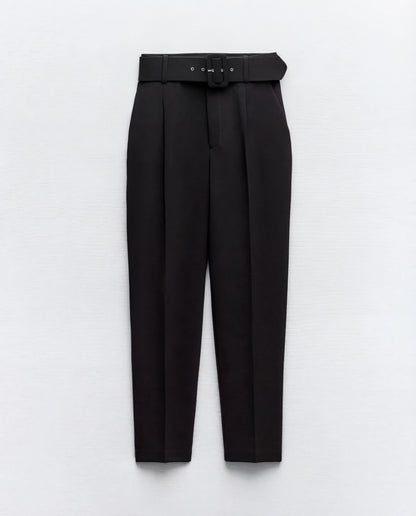 Black Belted Citywear Trousers