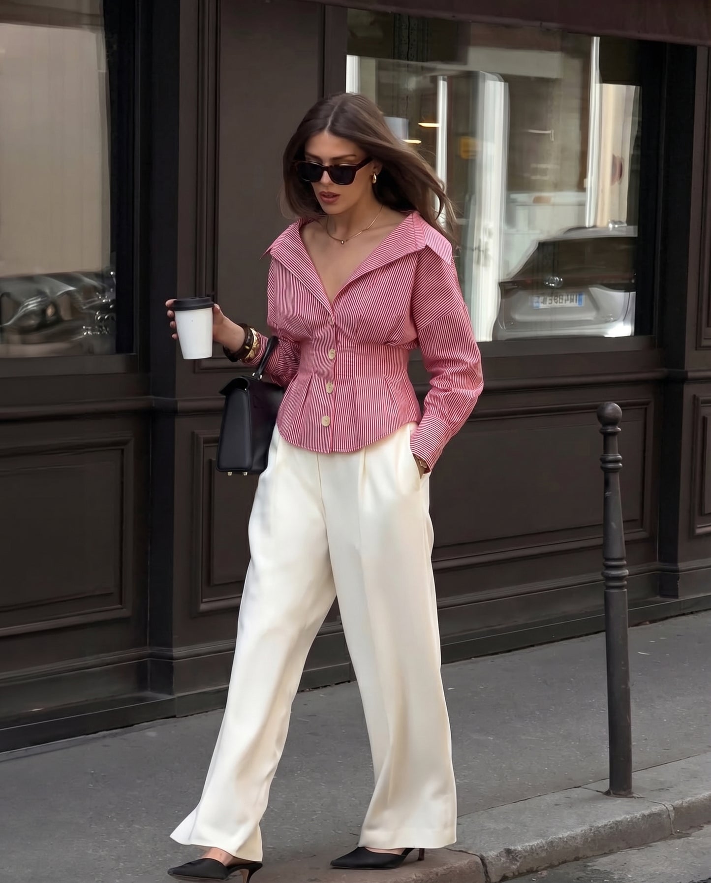 Red Cinched Waist Shirt
