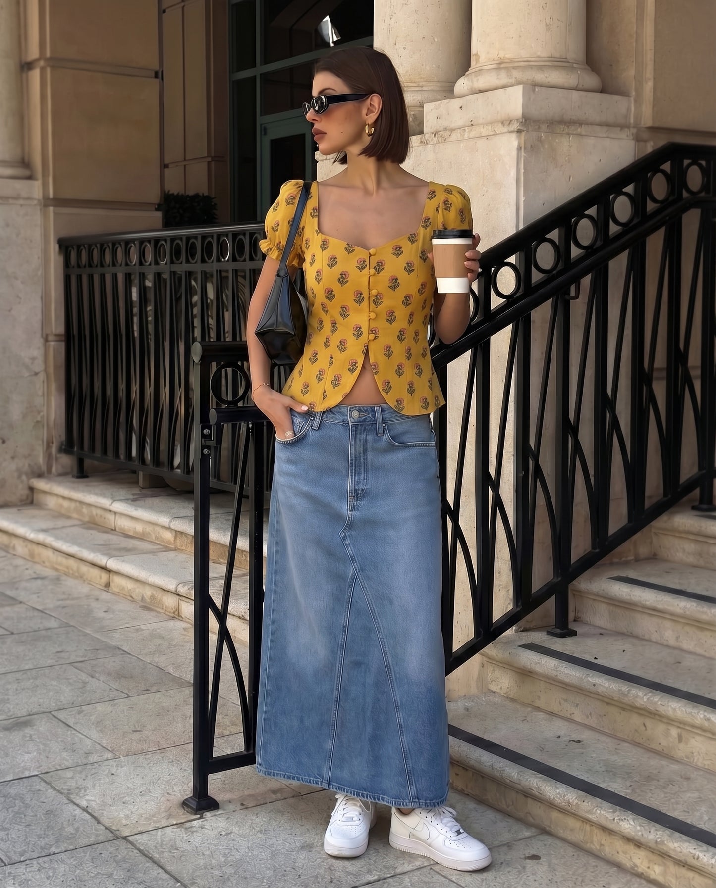 topwear,tops,ethnic, indo-western,ethnic wear, festive wear, indian wear, summer, casual,woven,poly cambric,printed,mustard yellow,floral print,slit in front,button ,skinny fit,slim fit top,waist length,curved hem,diamond neck,no straps,puff sleeves,short sleeves	OY2099, 25070053GG