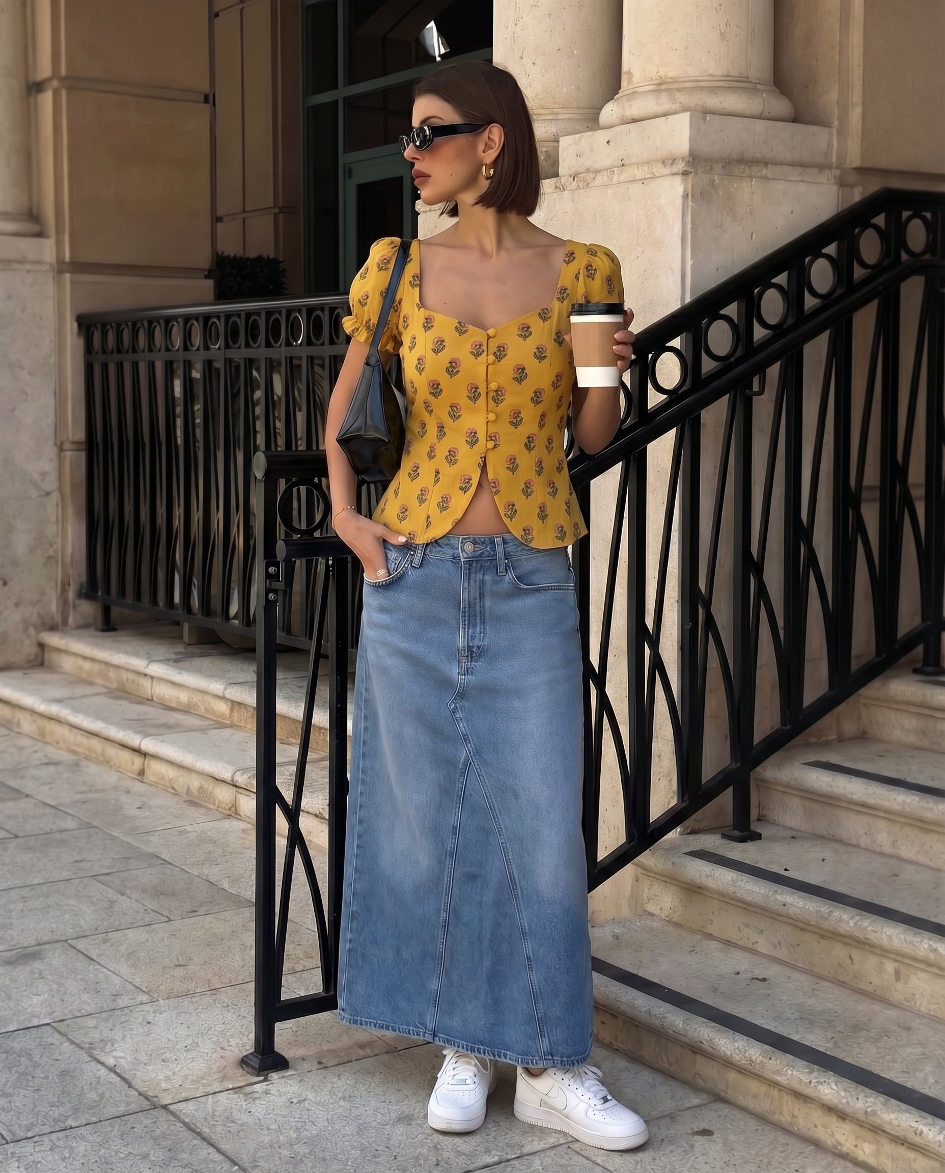 topwear,tops,ethnic, indo-western,ethnic wear, festive wear, indian wear, summer, casual,woven,poly cambric,printed,mustard yellow,floral print,slit in front,button ,skinny fit,slim fit top,waist length,curved hem,diamond neck,no straps,puff sleeves,short sleeves	OY2099, 25070053GG