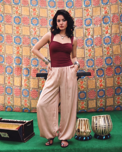 Mehroon Heart Neckline Top