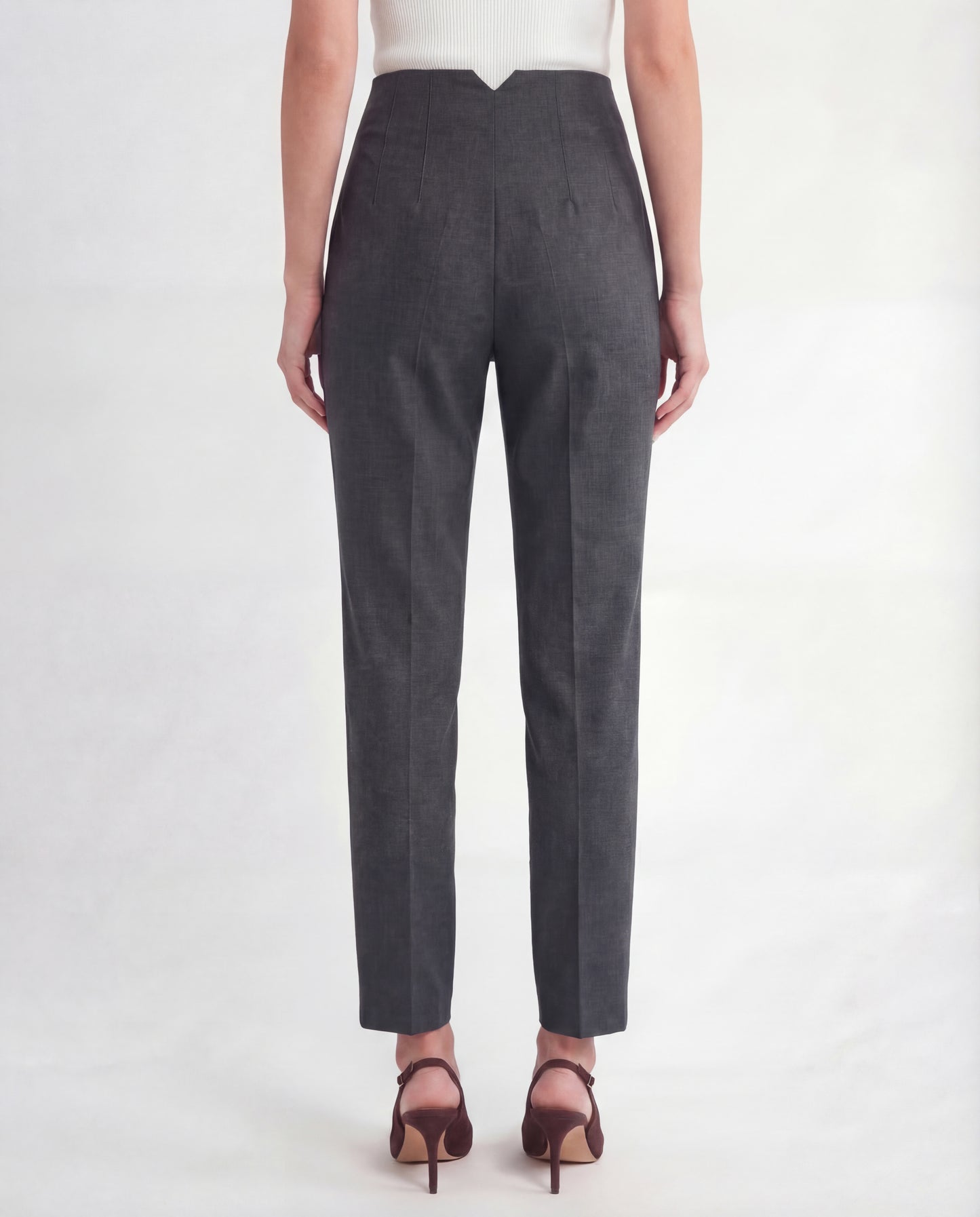 Grey High-Waist Tapered Trouser