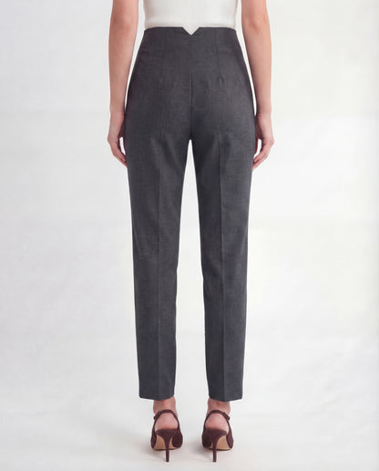Grey High-Waist Tapered Trouser