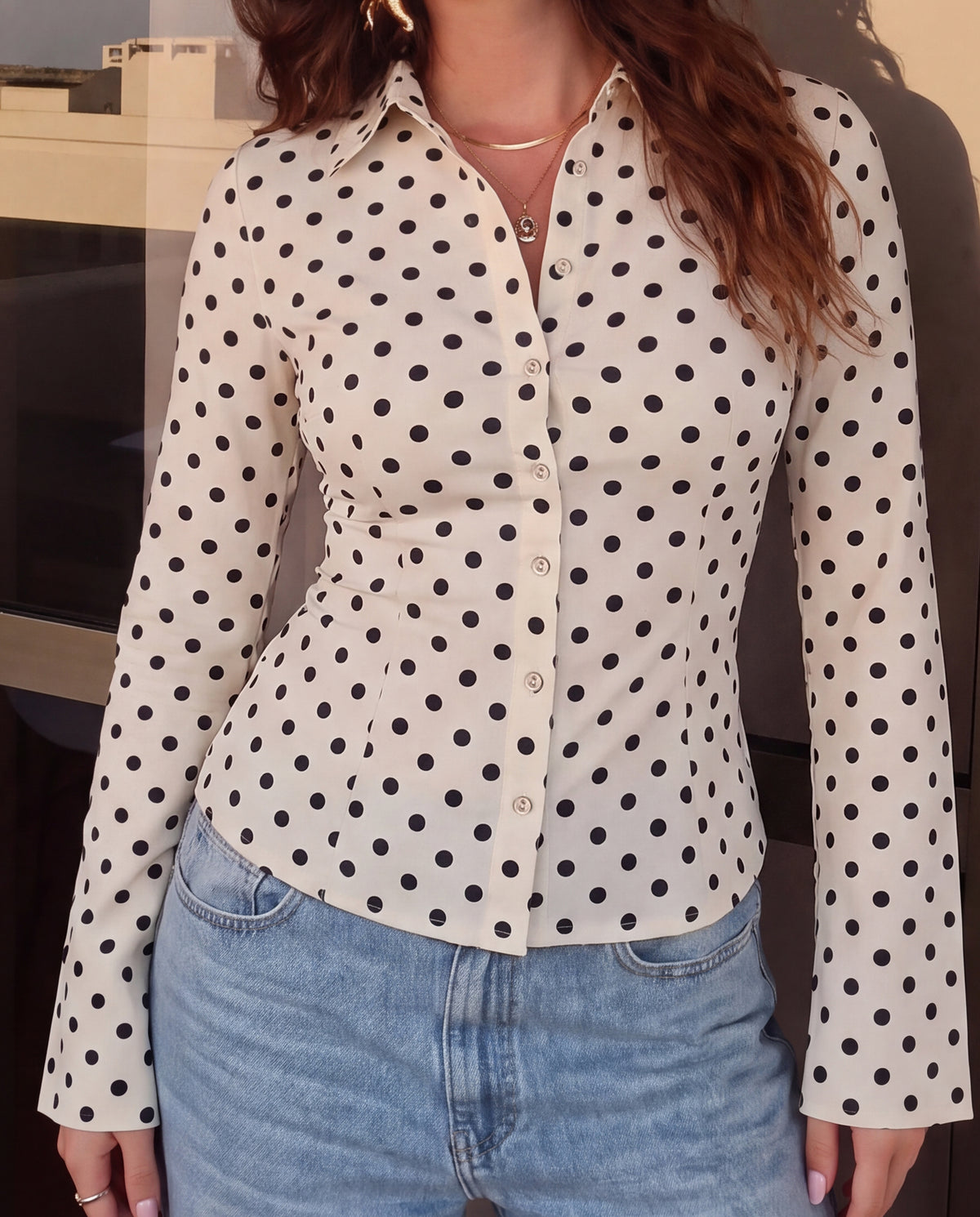 Offwhite Polka Dot Fitted Shirt