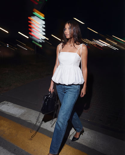 topwear,tops,casual, vacation, outdoor events,bold, glam, minimal, summer,woven,cotton,white,solid,pleated,skinny fit,balloon top,waist length,bubble hem,off shoulder,sleeveless, OY1917, 25060022GG