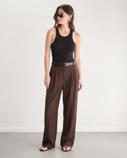 Brown Pleated Trouser