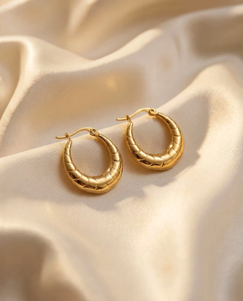 The Croissant Anti Tarnish Hoops - Gold