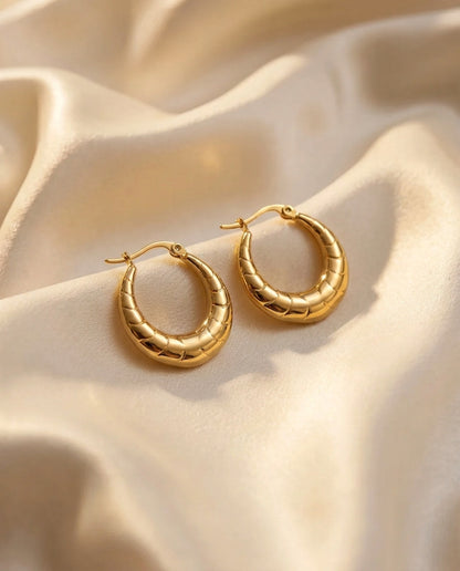 The Croissant Anti Tarnish Hoops - Gold