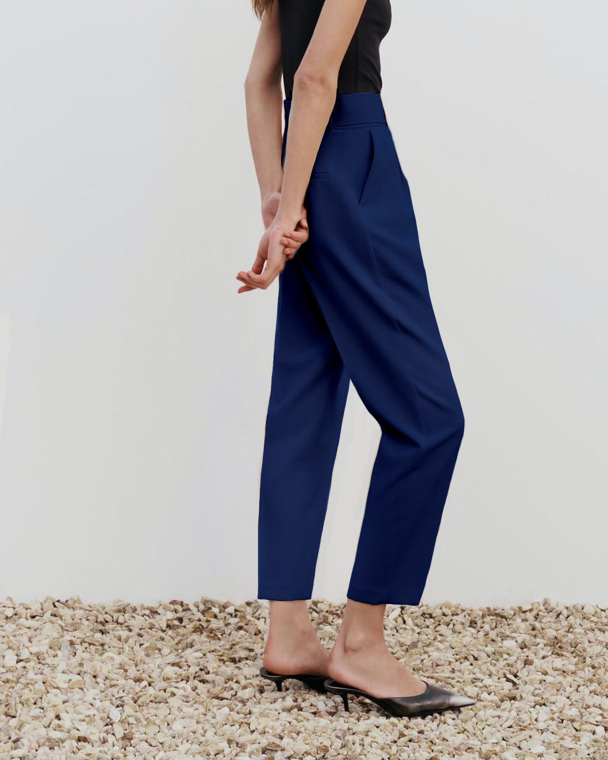 bottomwear,pants,formal, semi-formal,business outfit, urban fit, workwear, woven,polyester, spandex,,navy blue,pleated,belt,tailored fit,tapered,full length,high rise, OY942- navy, 25090068GG