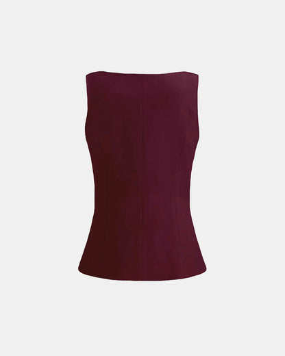 topwear,waist coat,semi-formal,creative workwear,woven,lycra, polyester,,maroon,tailored fit,regular,boat neck,sleeveless