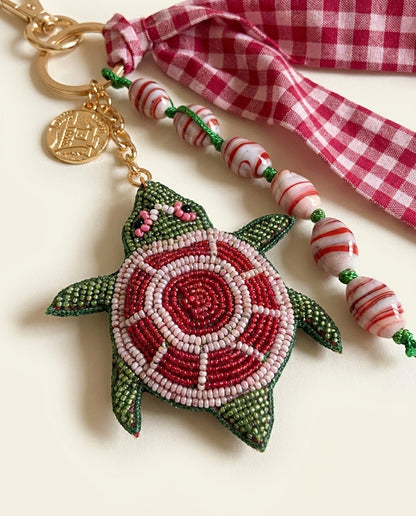 Gingham Turtle Keychain