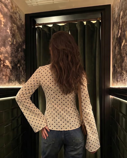 Offwhite Polka Dot Flared Sleeve Shirt