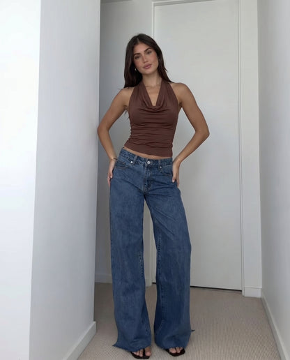 Cowl Neck Top - Brown