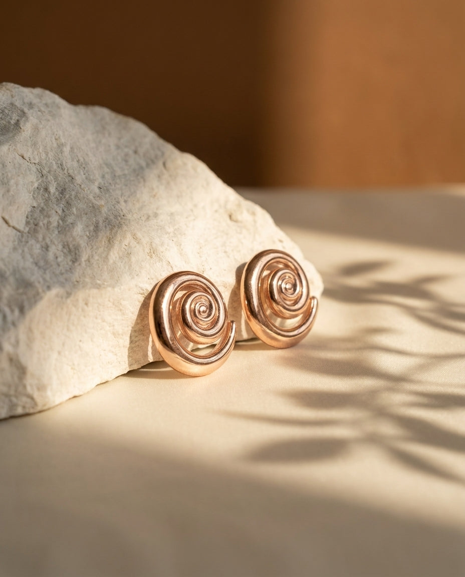 Coil Disc Earrings - Rose Gold
