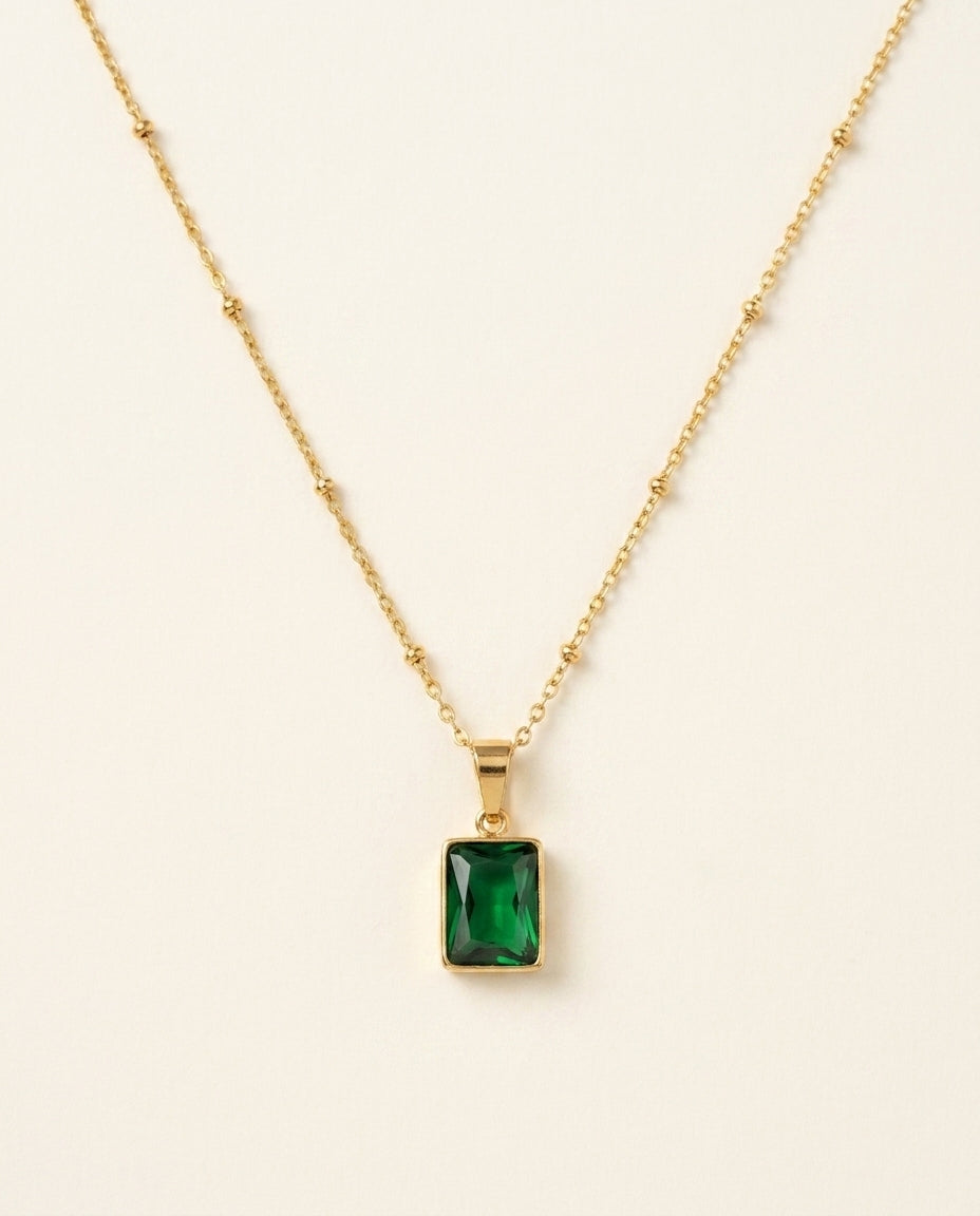 Golden Antitarnish Emerald Cut Necklace