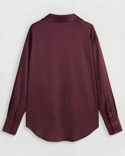 Burgundy Solid Satin Shirt