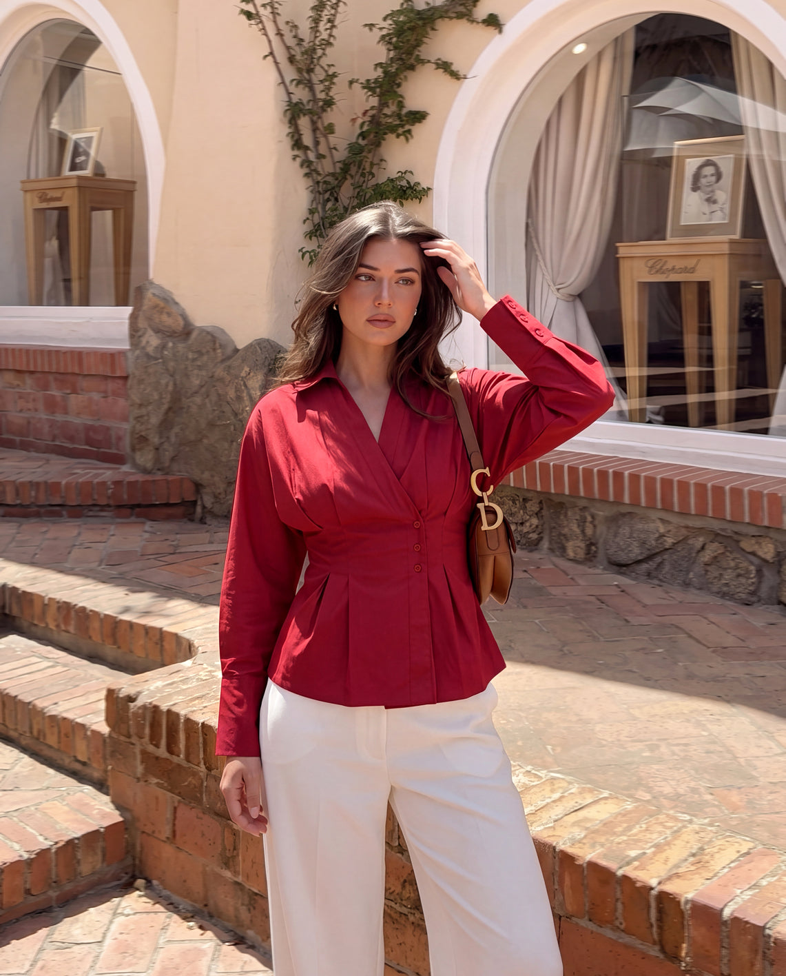Ruby Red Sculpted Waist Shirt
