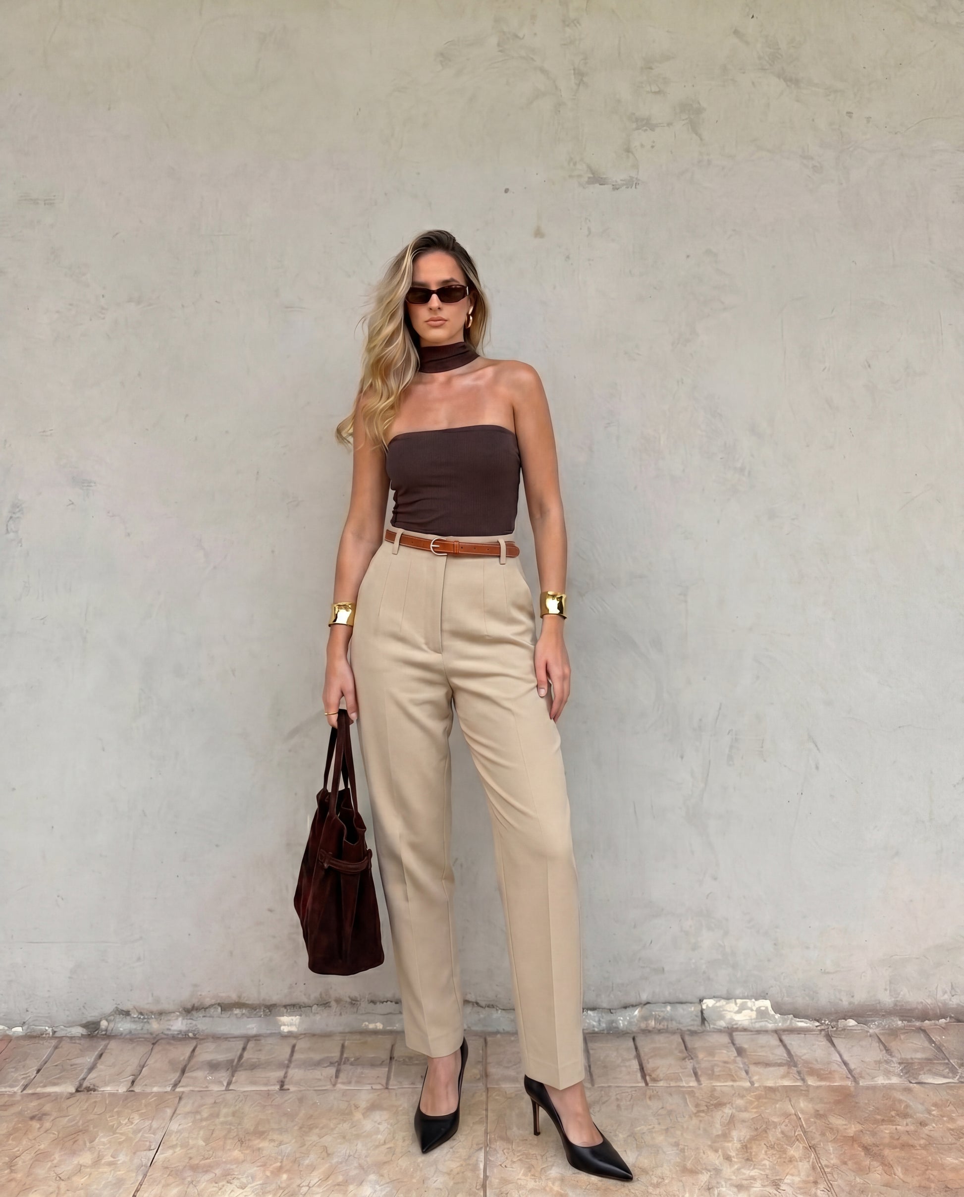 bottomwear,trousers,formal,gen z, summer,stretchable,moss,panelling, beige,side pockets,,regular fit,tapered,full length,high rise OY2033, 25100022GG