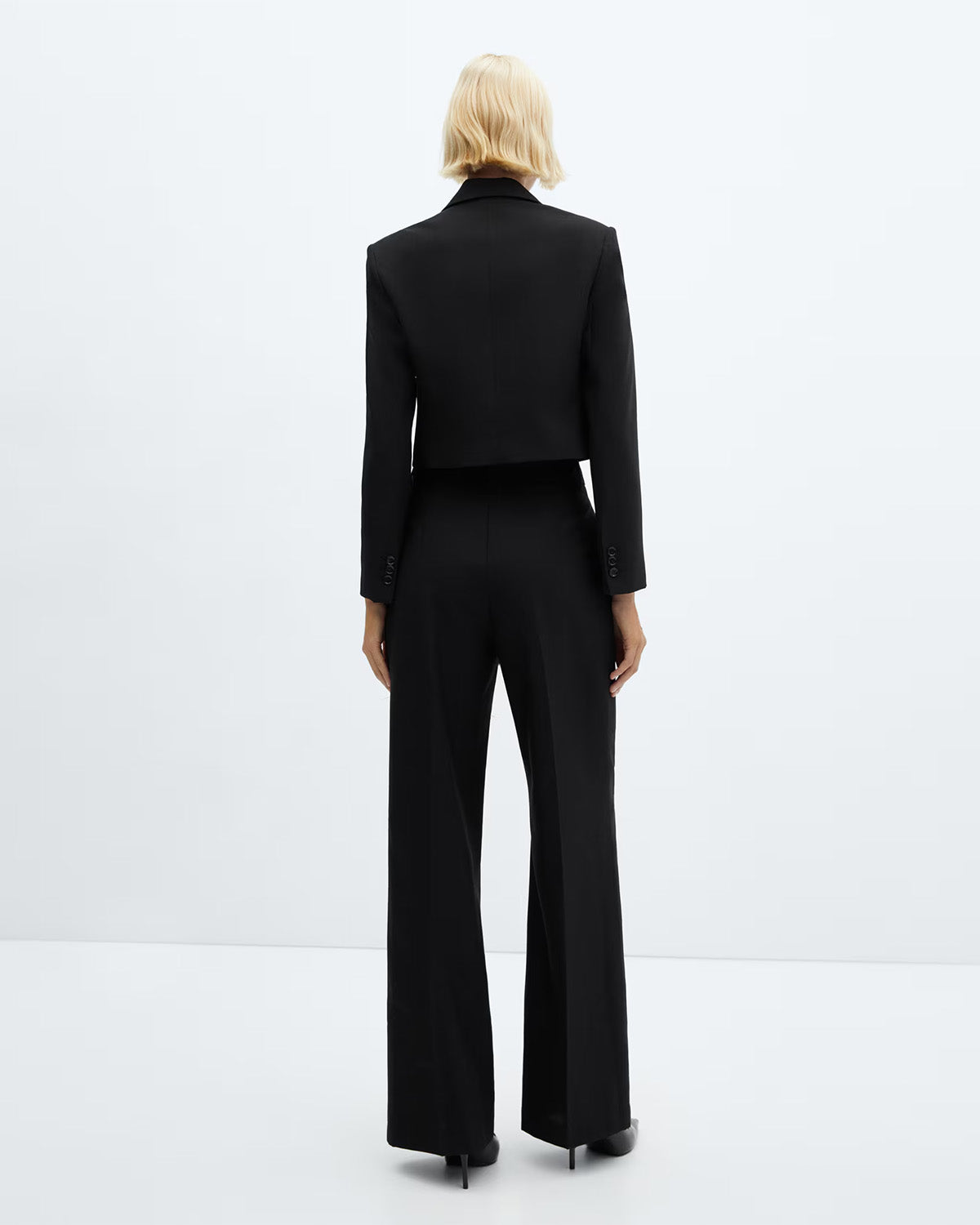 coord sets,bottomwear, topwear,formal, semi-formal, minimal, summer, utilitarian,woven,cotton twill,black,solid,buttons,regular fit top,cropped blazer,waist length top,slit hem,lapel collar,no straps,long sleeves,full sleeves,button up,pants,straight pants,full length,straight hem,mid rise waist,no pockets, OY2175, 25080007GG