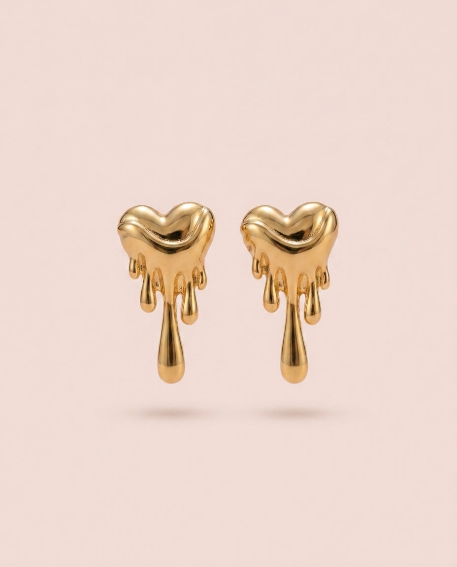 The Melting Heart Anti Tarnish Studs - Gold