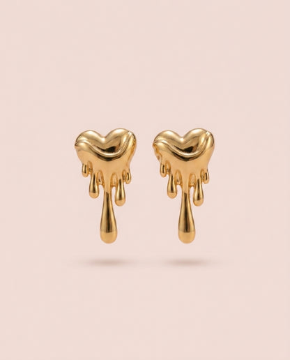 The Melting Heart Anti Tarnish Studs - Gold
