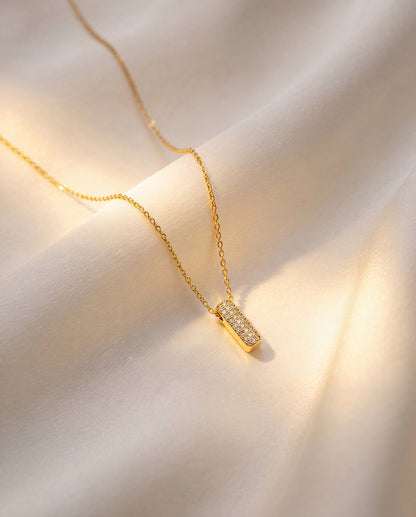 The I Rhinestone Anti Tarnish Necklace - Gold
