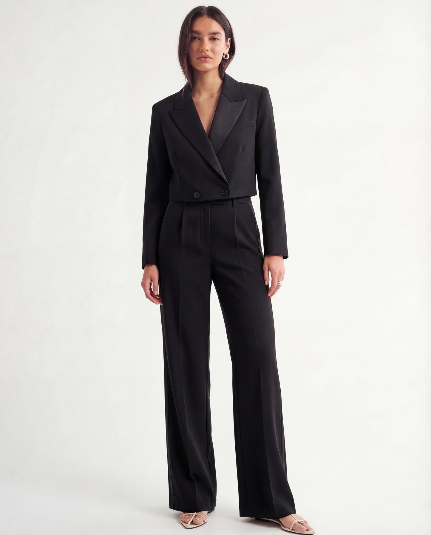 Black Cropped Blazer & Pant Set