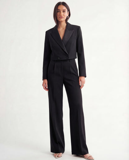 Black Cropped Blazer & Pant Set