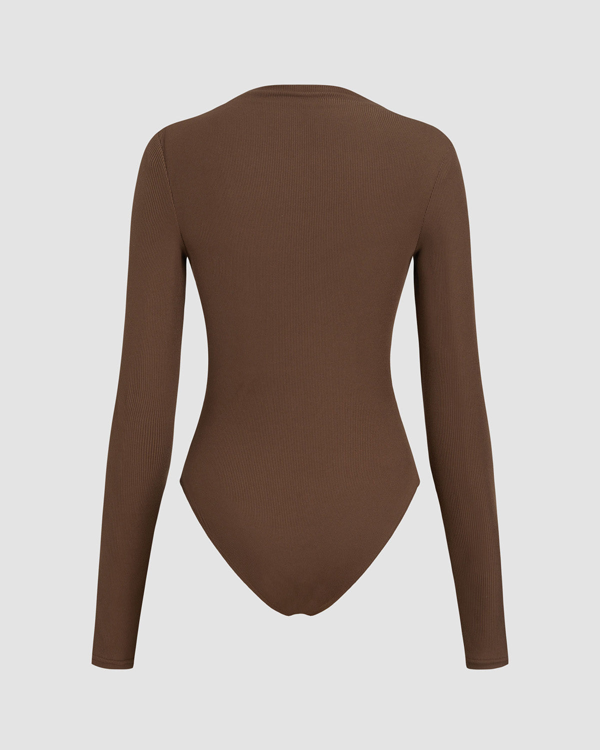 topwear,tops,casual chic, vacation,gen z, glam, summer,knitted, stretchable,ribbed,brown,solid,ruched,skinny fit,bodysuit,longline,crew neck,no straps,set in sleeves,long sleeves	25080015GG, oy1253