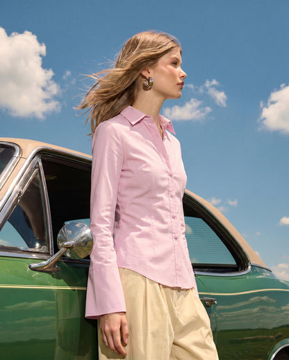 Baby Pink Flared Sleeve Shirt