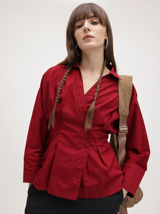 Ruby Red Sculpted Waist Shirt