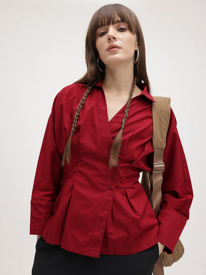 Ruby Red Sculpted Waist Shirt