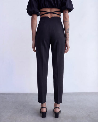 Black High-Waist Tapered Trouser