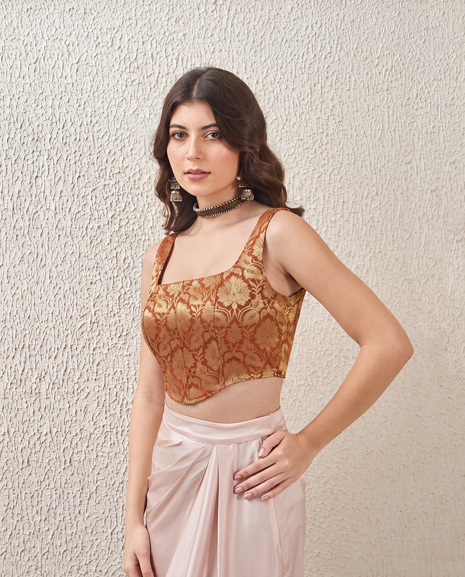 Rust Brocade Corset Top