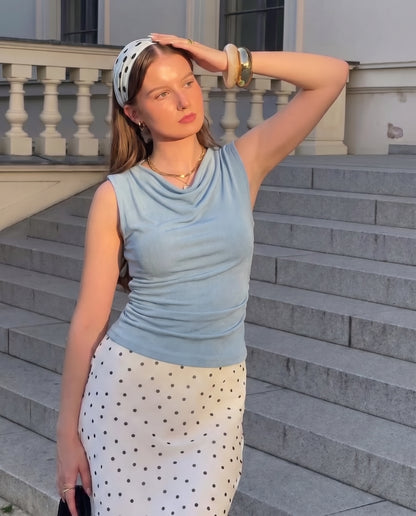 Powder Blue Cowl Neck Top