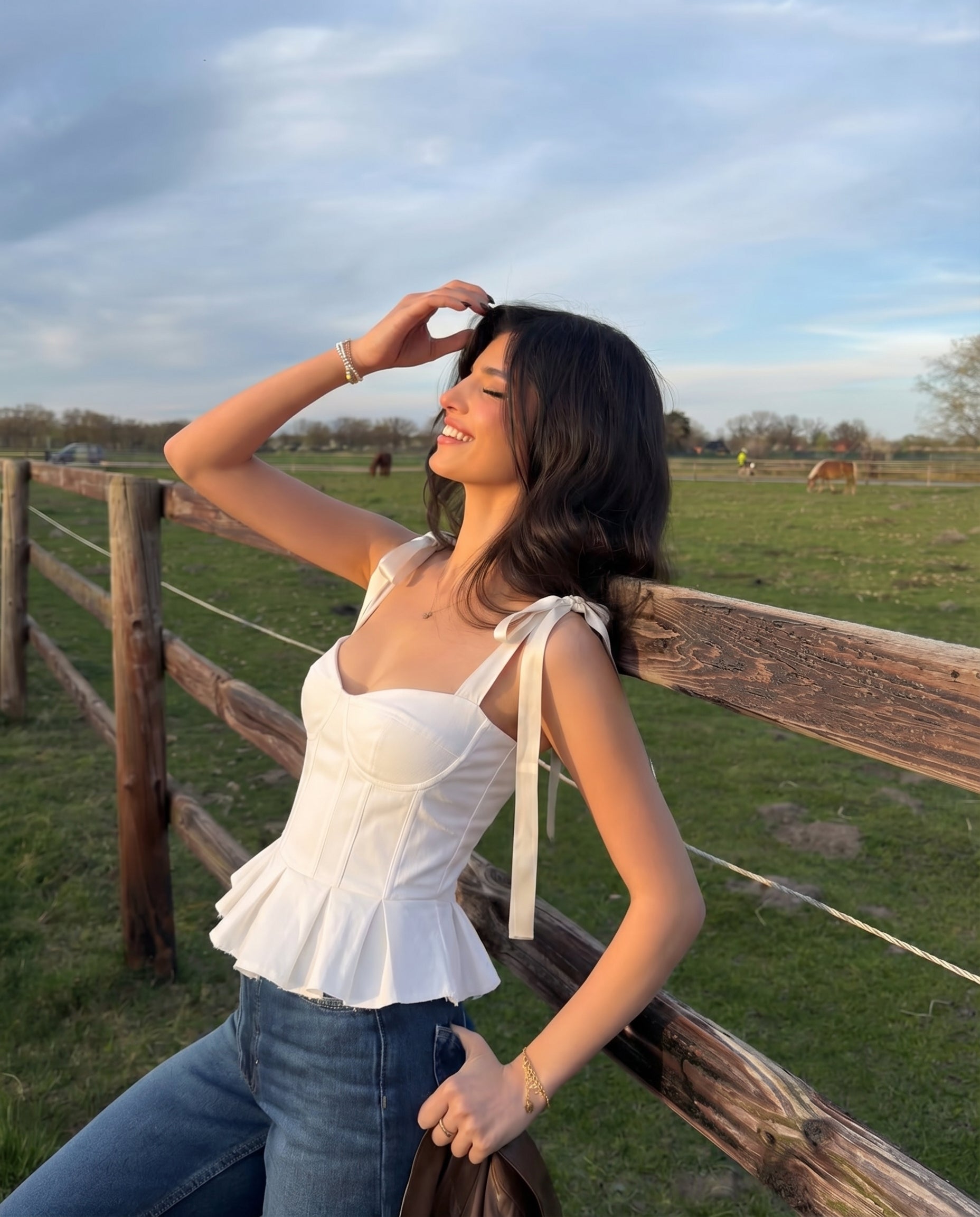 topwear,tops,casual, vacation, outdoor events,glam, minimal, sophisticated, summer,woven,cotton,white,solid,contrast fabric, pleated,lace,tailored fit,fit and flare,waist length,flared hem,sweetheart neck,shoulder strap,OY1912	25060015GG