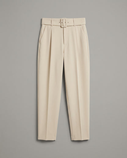 Beige Belted Citywear Trousers