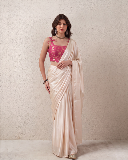 Light Pink Brocade Saree Corset Blouse