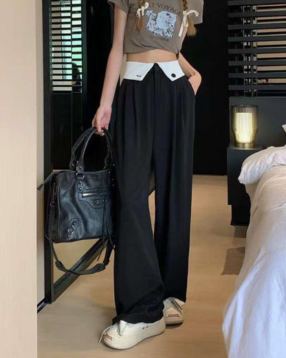 PLEATED PANT,black, bottomwear, casual, full length, high rise, pants, polyester, straight fit, streetwear, summer, wide leg, woven,pleated_pant_black,Color- BlackFabric- PolyesterFit- Relaxed Fit Type- Wide LegLength- Full Length(41in)Waist- High RiseClosure- Zip &amp; ButtonNo. of Pockets- 2Print- SolidDetail- Fabric panel at waist